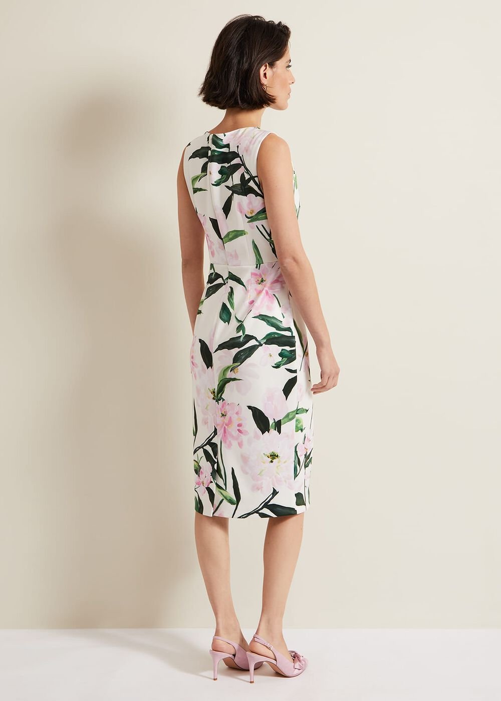 Elsa Floral Scuba Midi Dress - Multi-Coloured