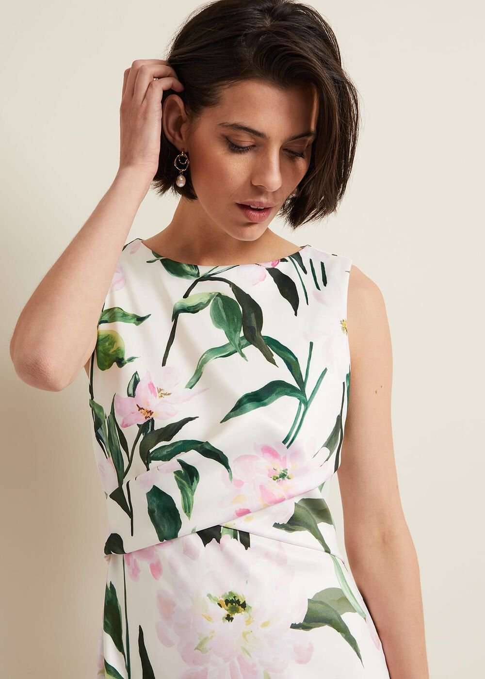 Elsa Floral Scuba Midi Dress - Multi-Coloured