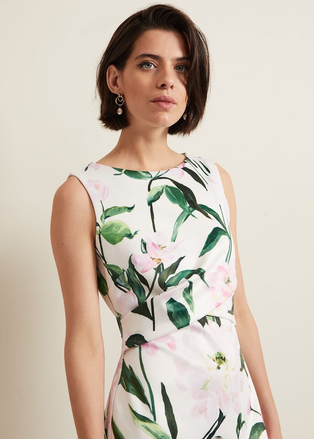 Elsa Floral Scuba Midi Dress - Multi-Coloured