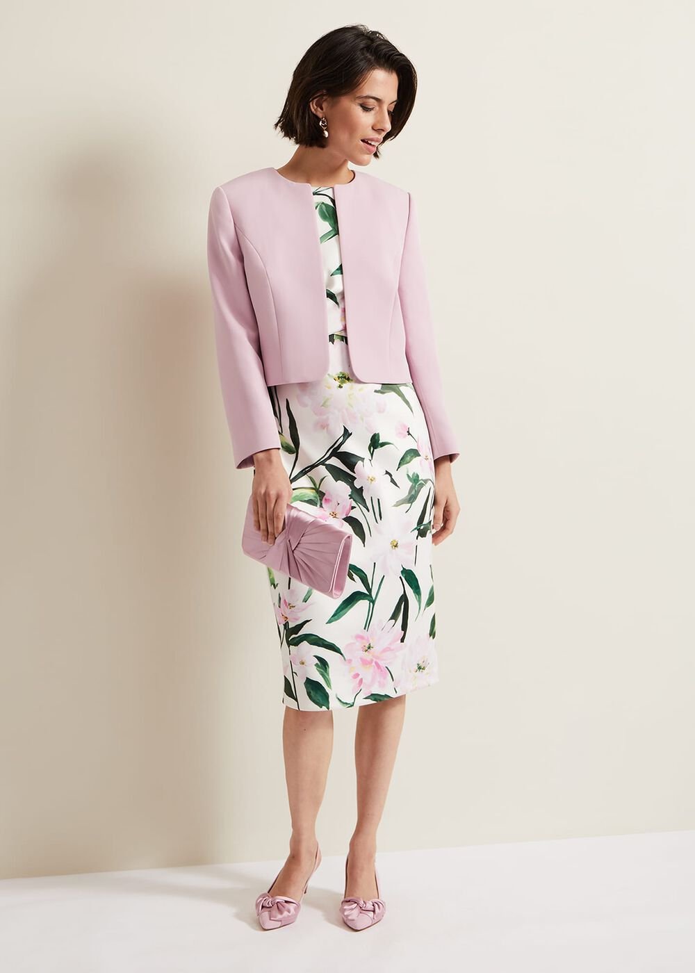 Elsa Floral Scuba Midi Dress - Multi-Coloured