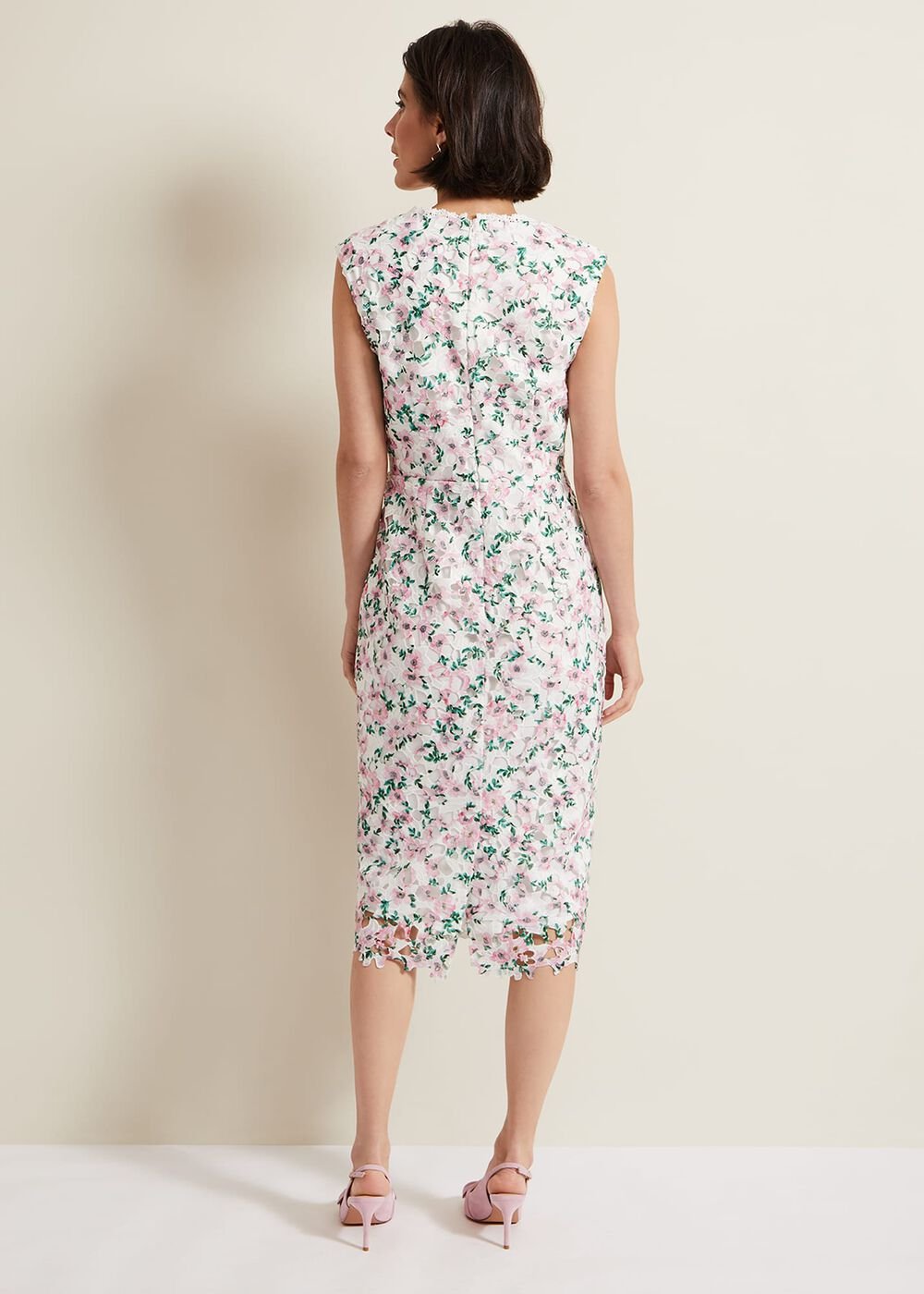 Diana Floral Lace Midi Dress - Multi-Coloured