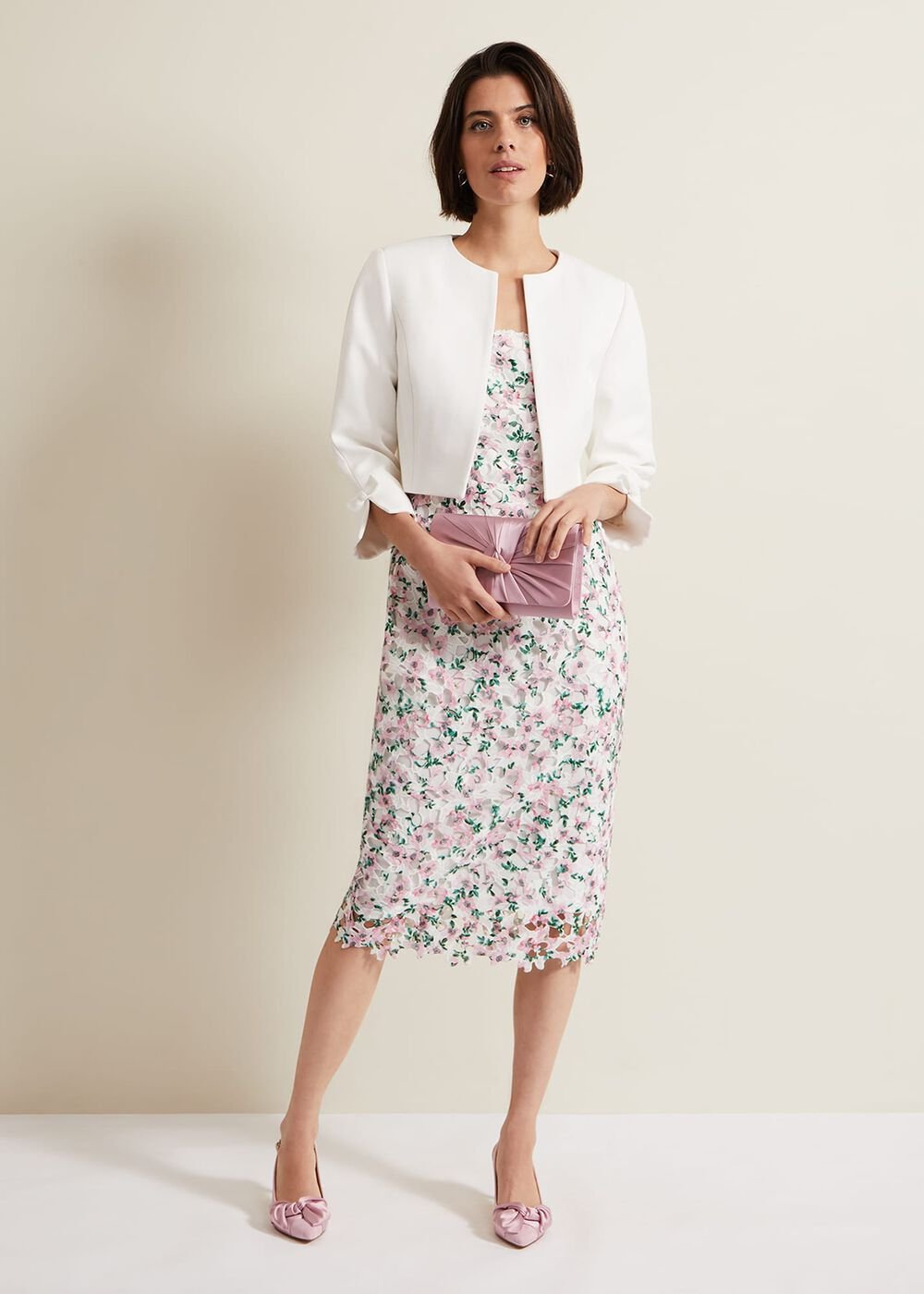 Diana Floral Lace Midi Dress - Multi-Coloured