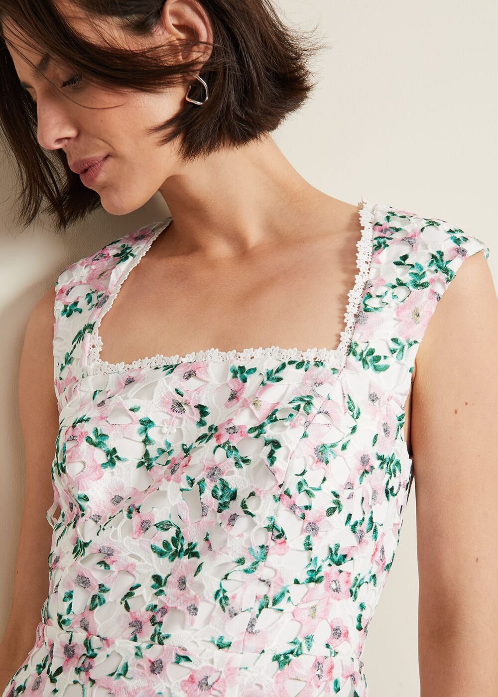 Diana Floral Lace Midi Dress - Multi-Coloured