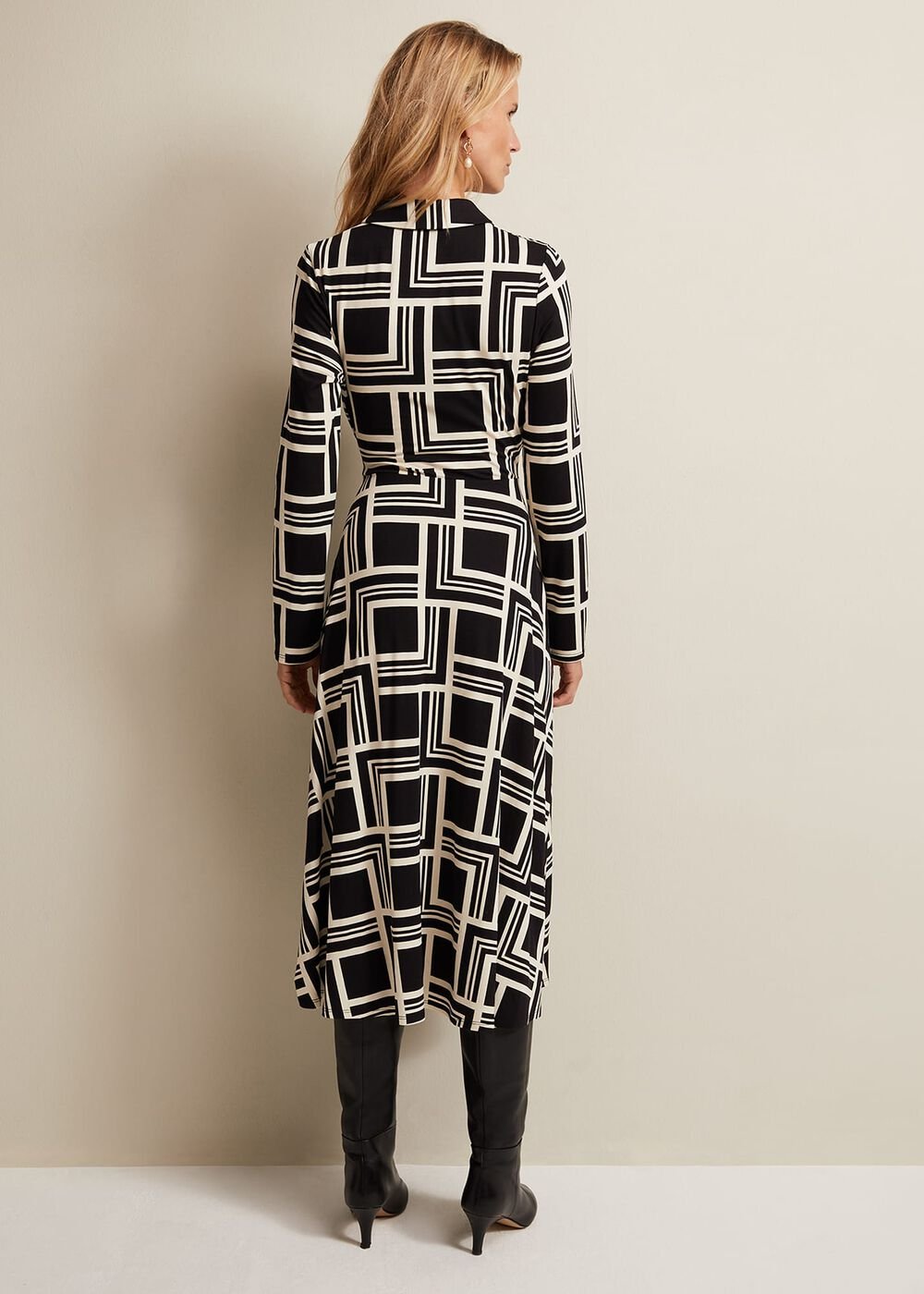 April Geo Midi Dress - Black/Multi