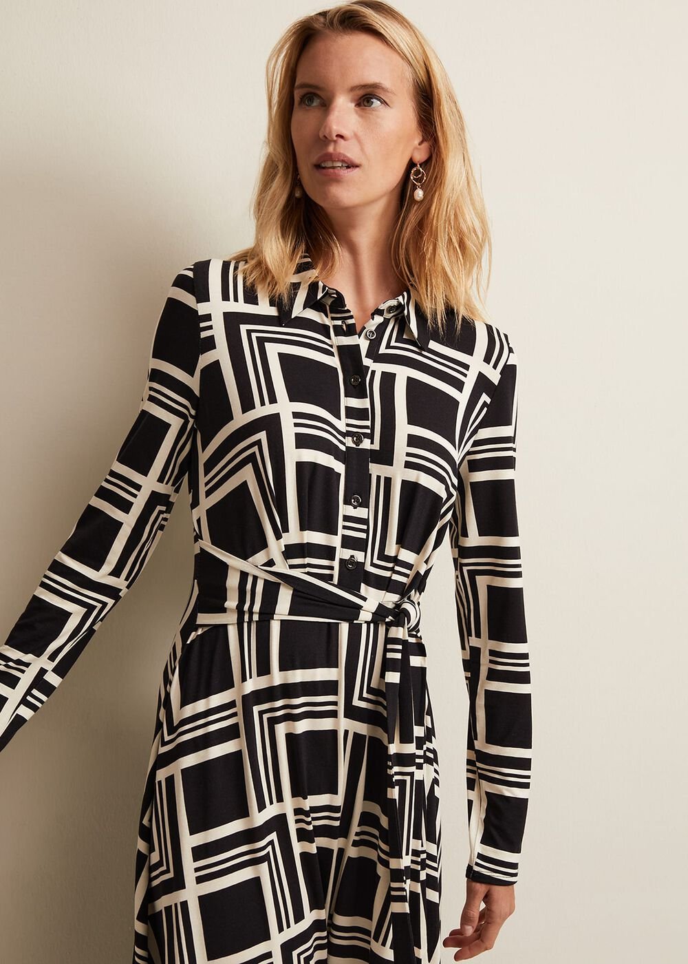 April Geo Midi Dress - Black/Multi