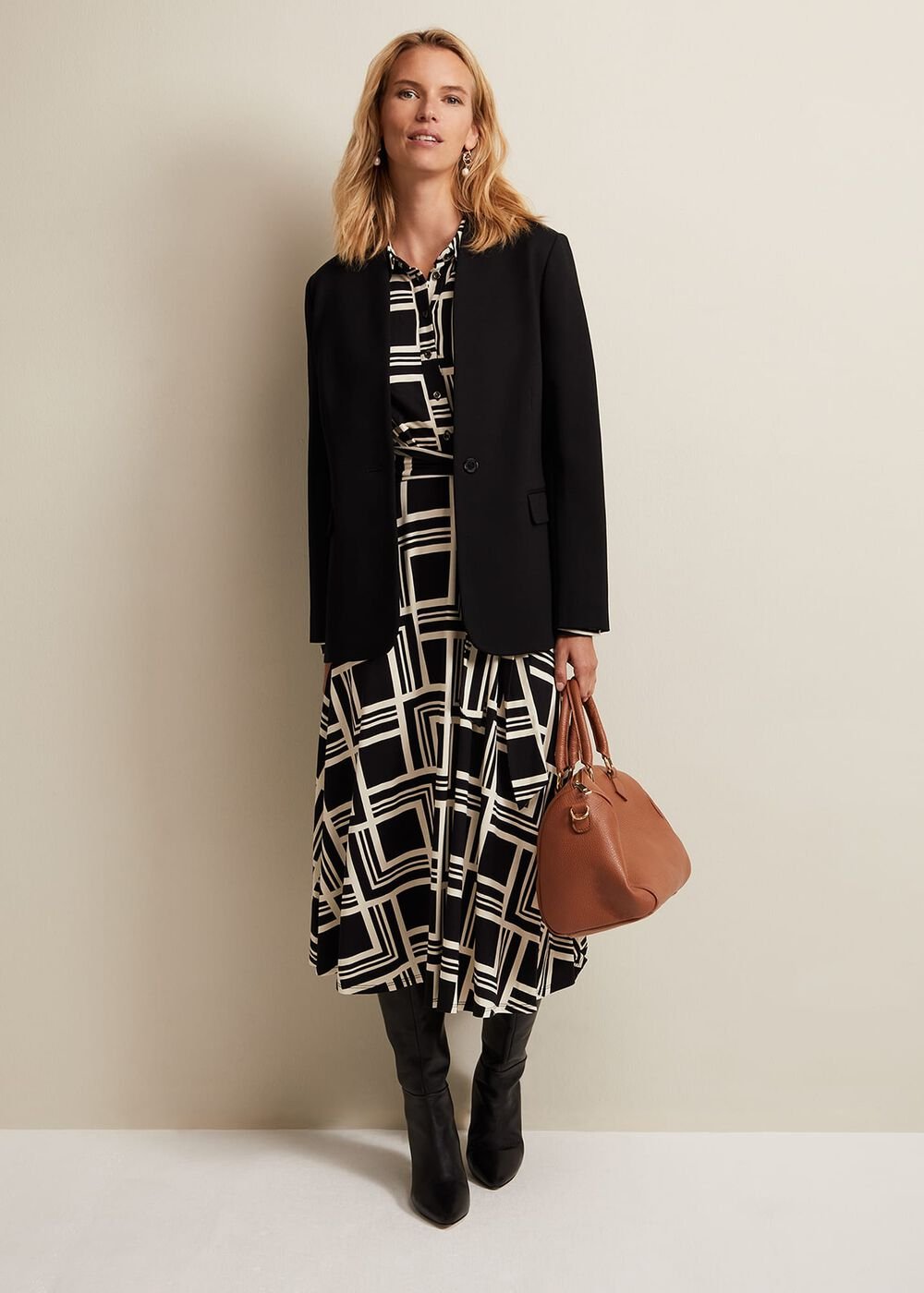 April Geo Midi Dress - Black/Multi