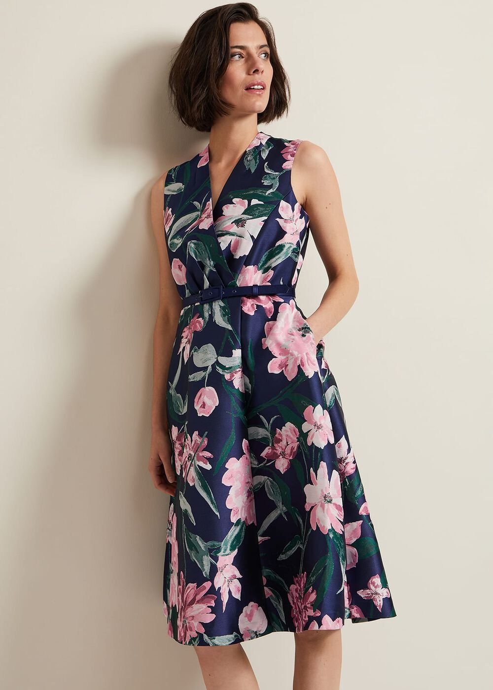 Salina Floral Jacquard Dress - Multi-Coloured