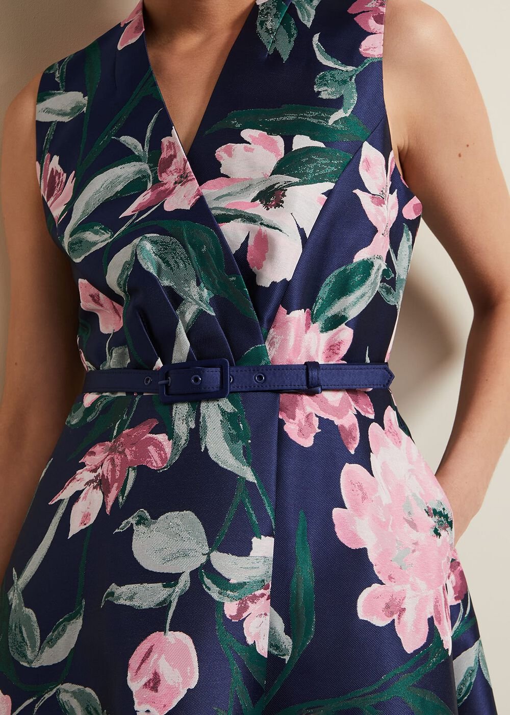 Salina Floral Jacquard Dress - Multi-Coloured