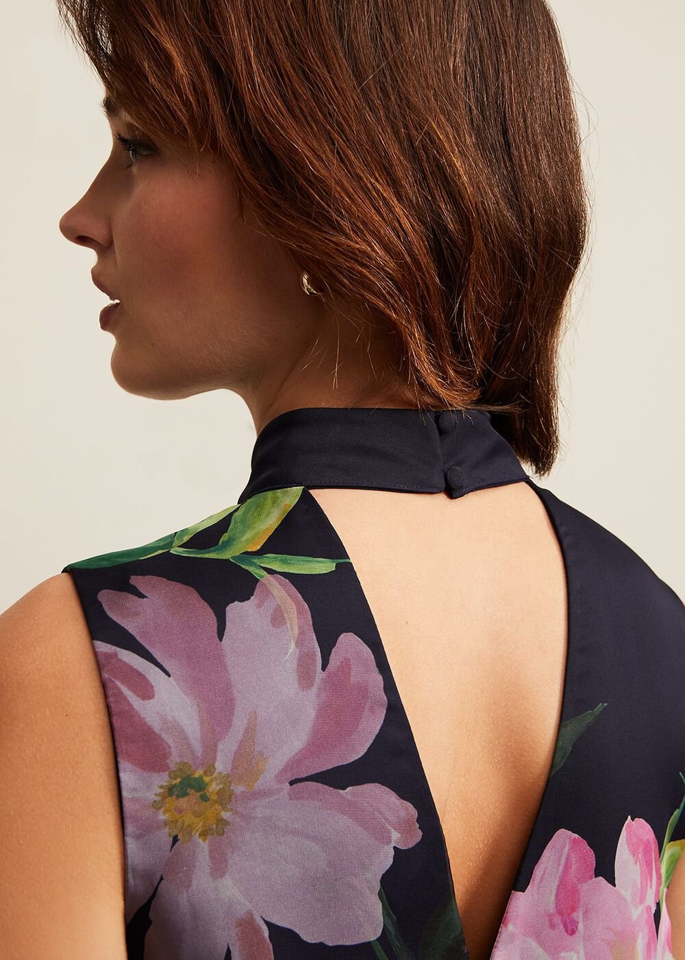 Agnes Floral Overlay Jumpsuit - Navy
