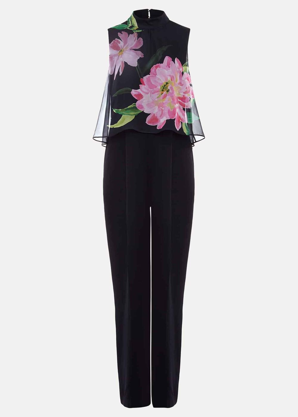 Agnes Floral Overlay Jumpsuit - Navy