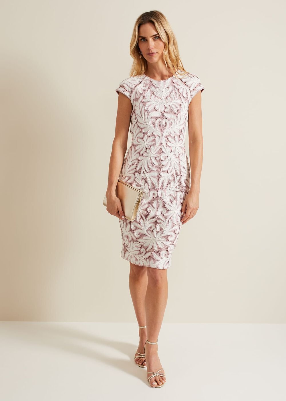 Karima Tapework Dress - Pale Pink
