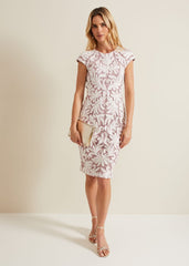 Karima Tapework Dress - Pale Pink
