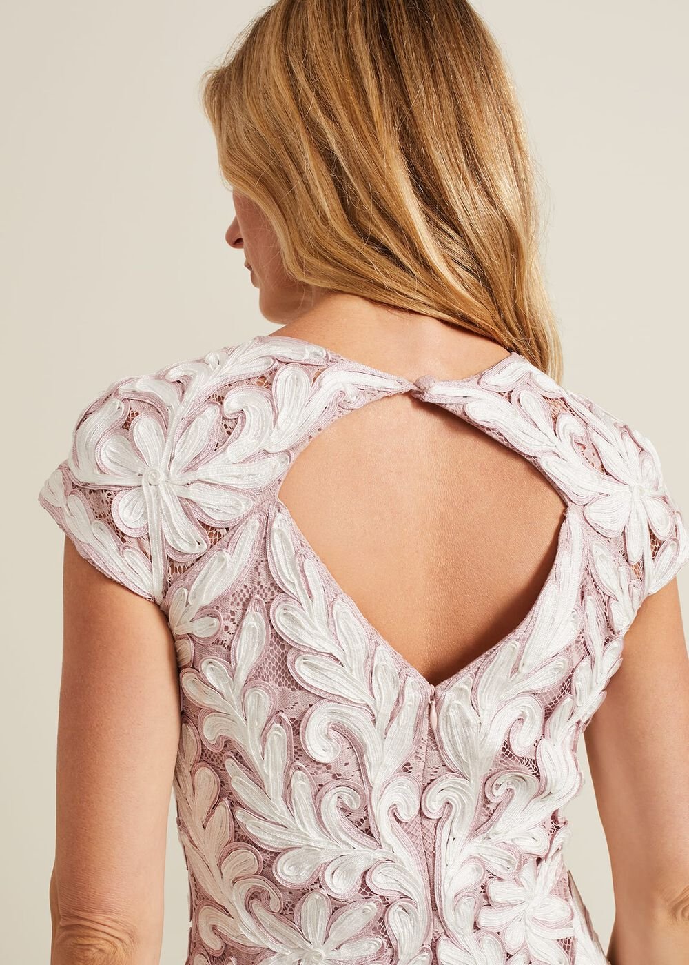 Karima Tapework Dress - Pale Pink