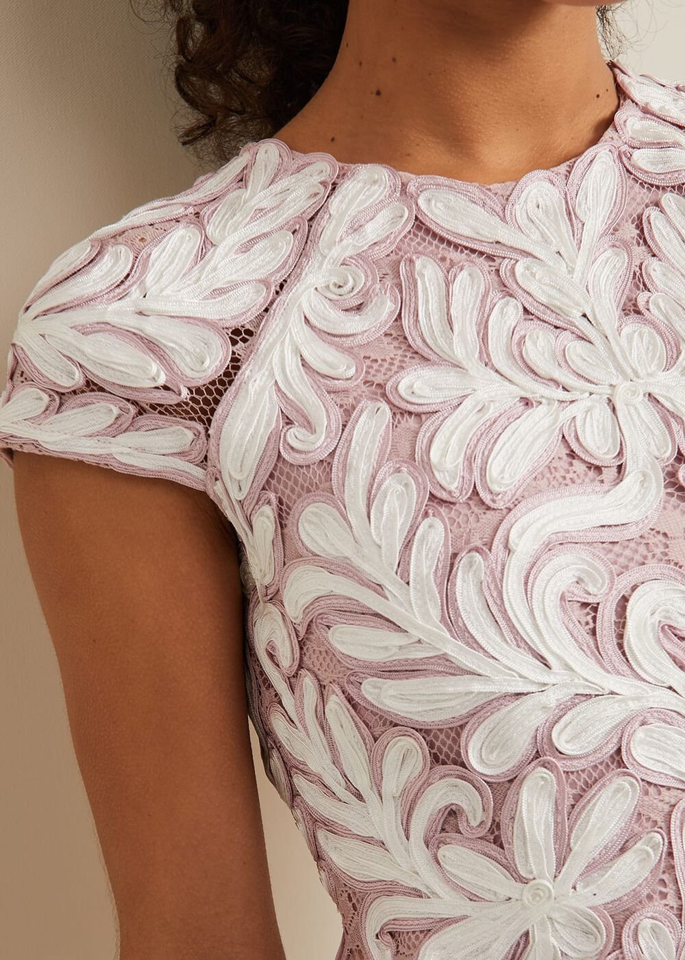 Petite Karima Tapework Midi Dress - Pale Pink