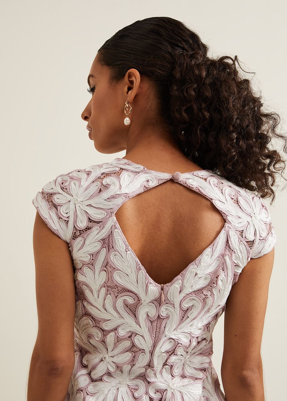 Petite Karima Tapework Midi Dress - Pale Pink