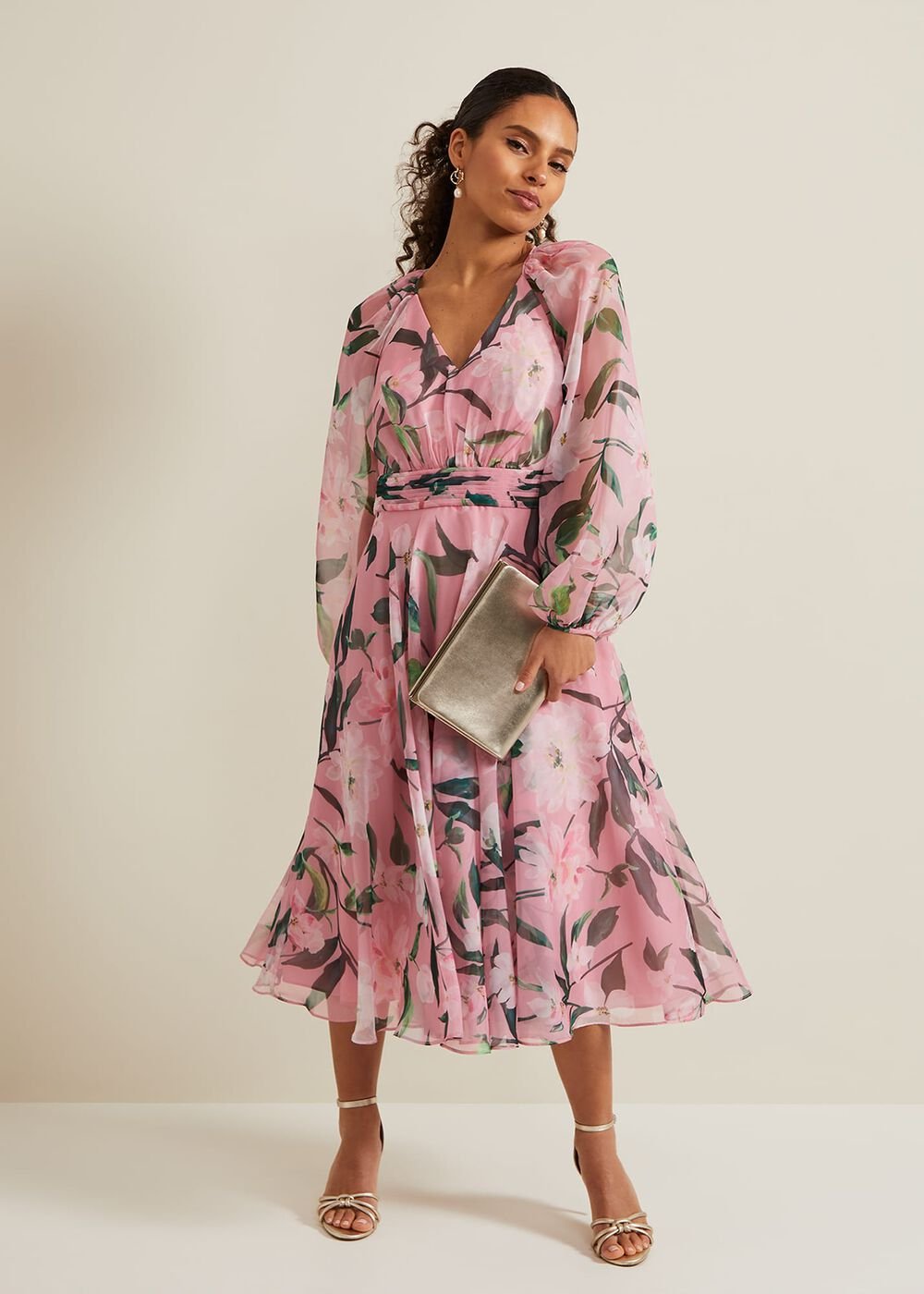 Petite Lina Printed Midi Dress - Multi-Coloured