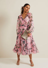 Petite Lina Printed Midi Dress - Multi-Coloured