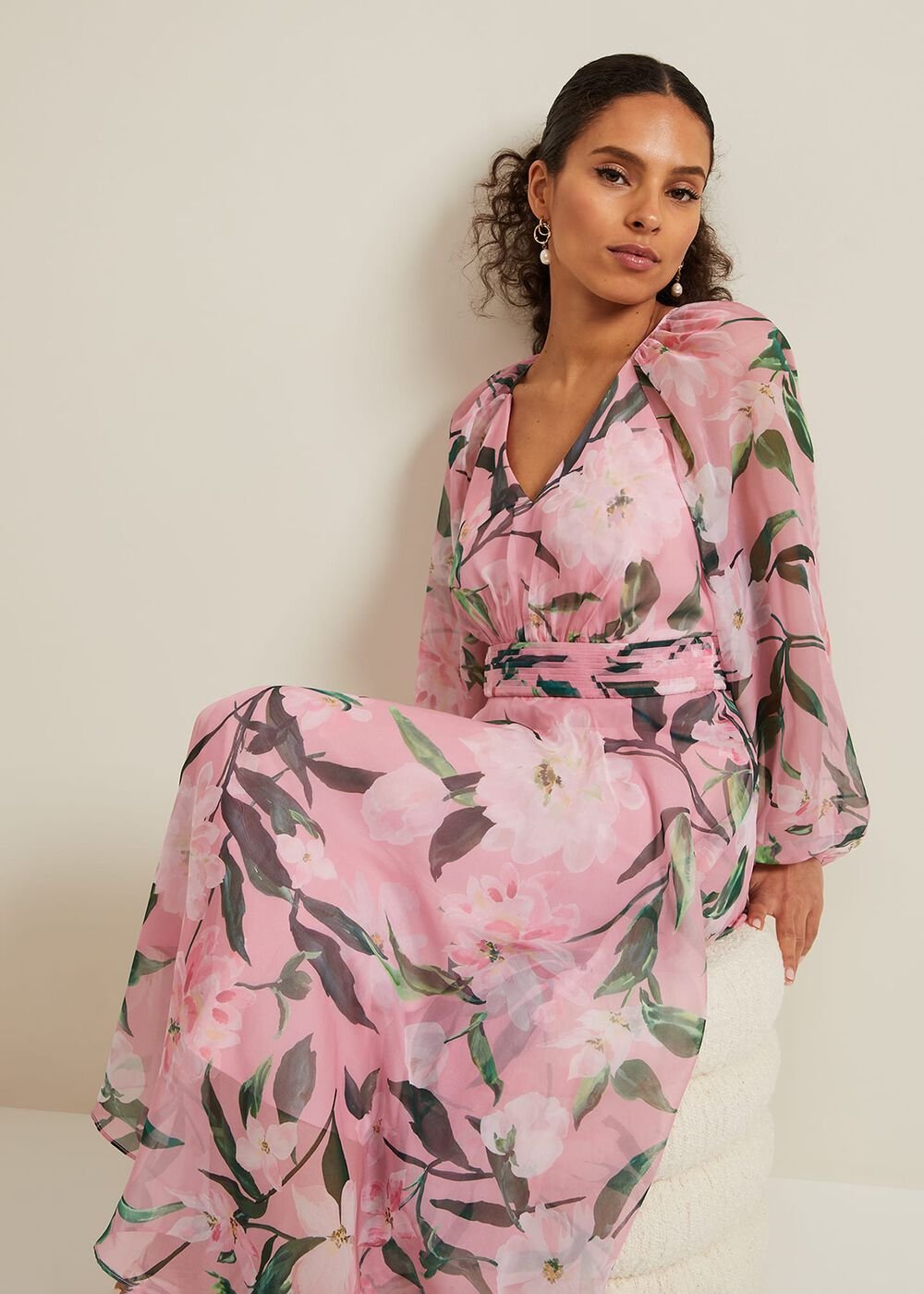 Petite Lina Printed Midi Dress - Multi-Coloured