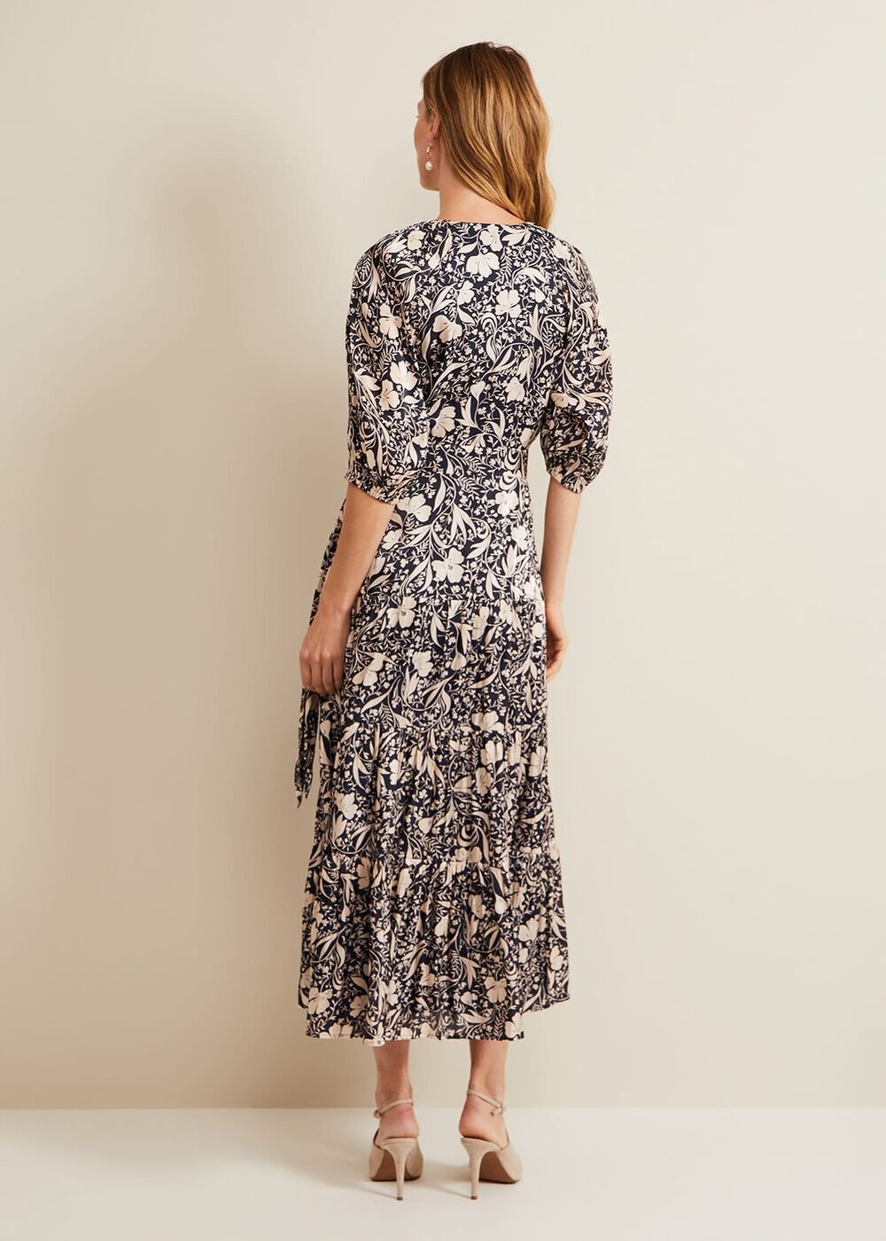 Kezia Satin Floral Wrap Dress - Multi-Coloured