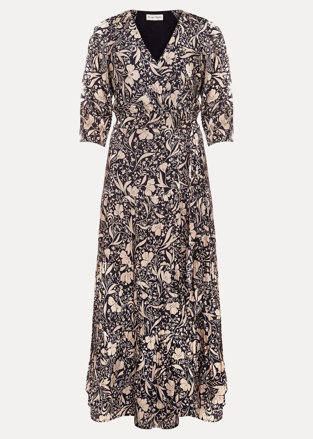 Kezia Satin Floral Wrap Dress - Multi-Coloured