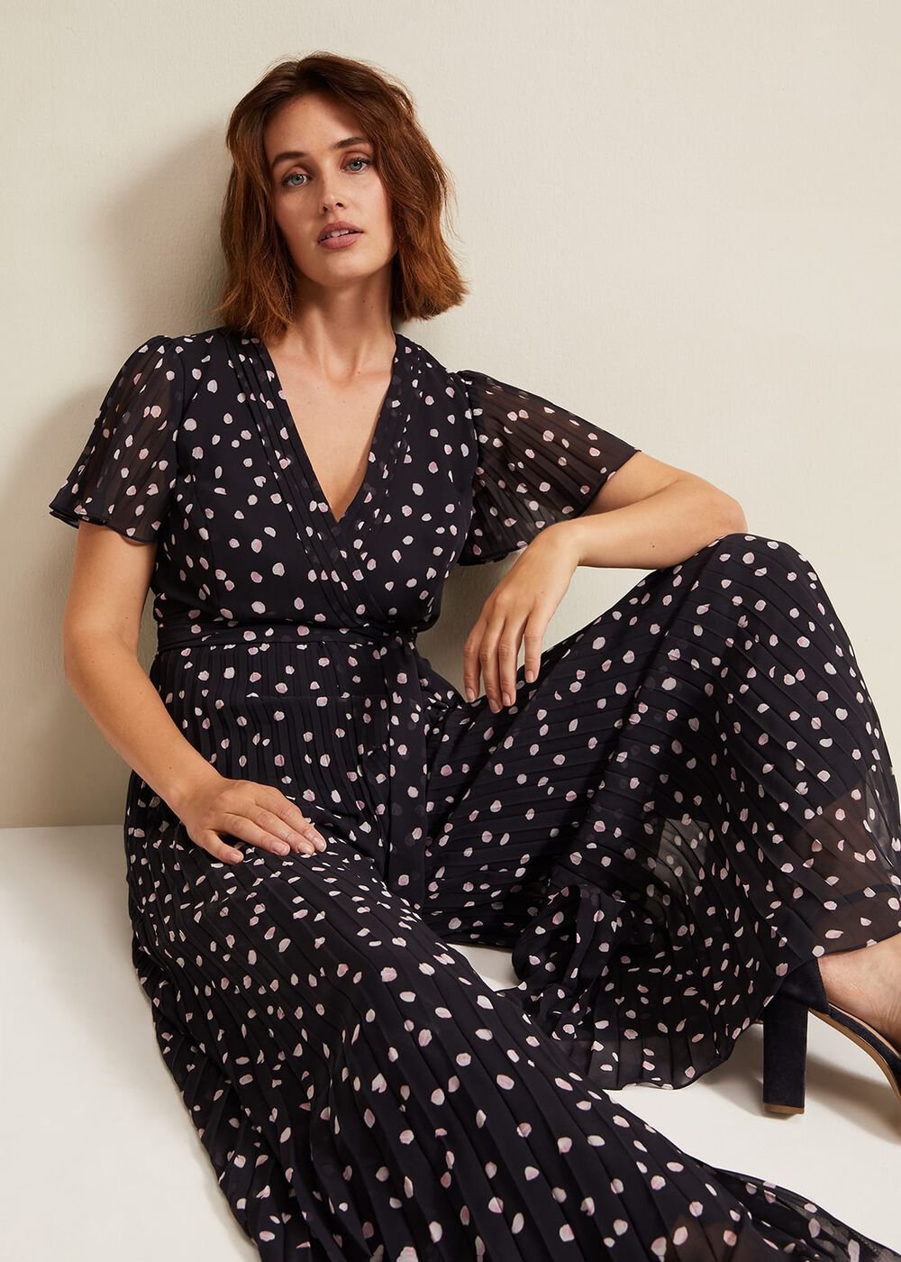 Alexandra Spot Pleat Jumpsuit - Multi-Coloured