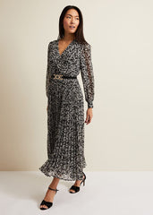 Ayana Spot Pleat Midaxi Dress - Multi-Coloured