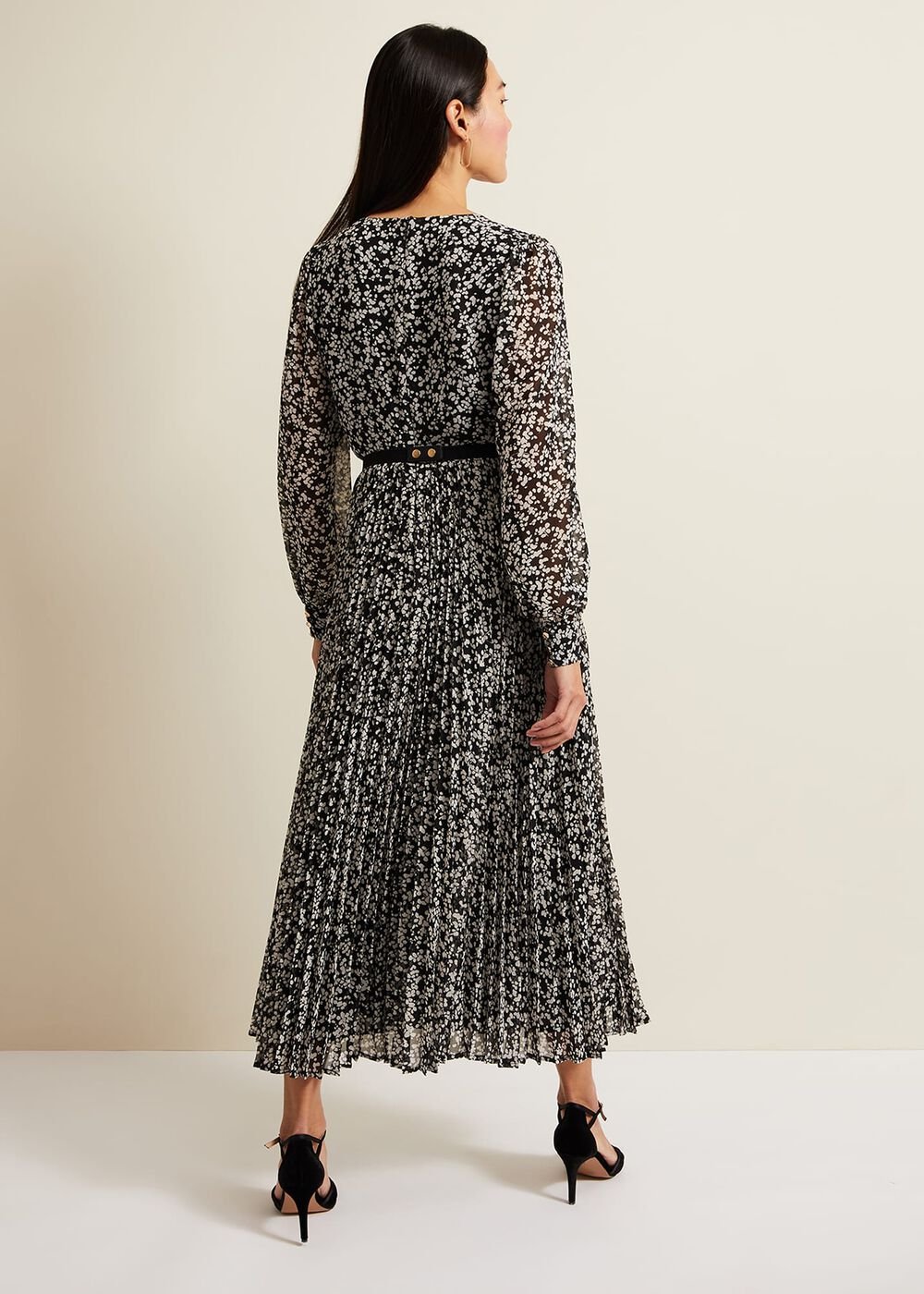Ayana Spot Pleat Midaxi Dress - Multi-Coloured
