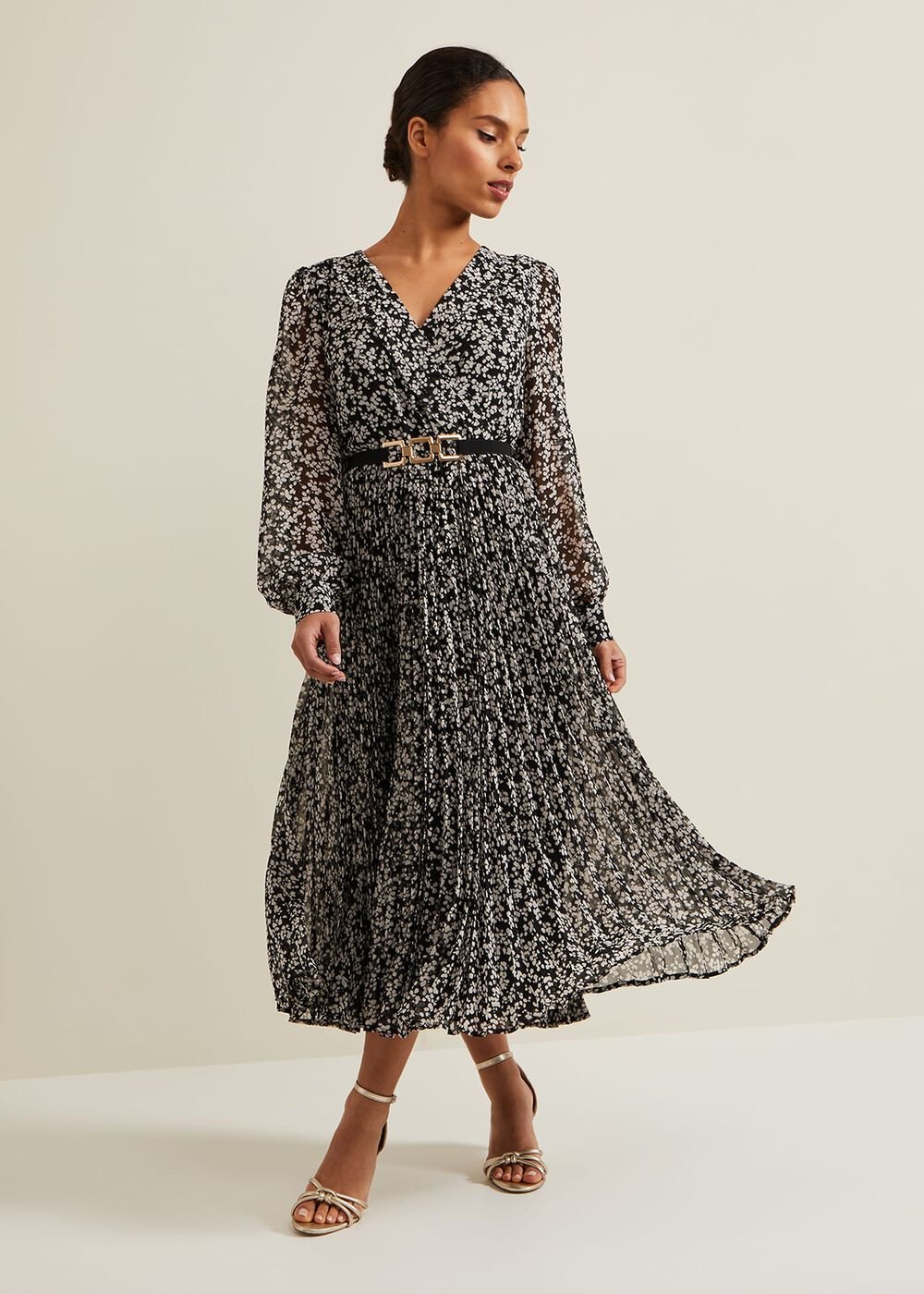 Petite Ayana Spot Pleat Midaxi Dress - Multi-Coloured