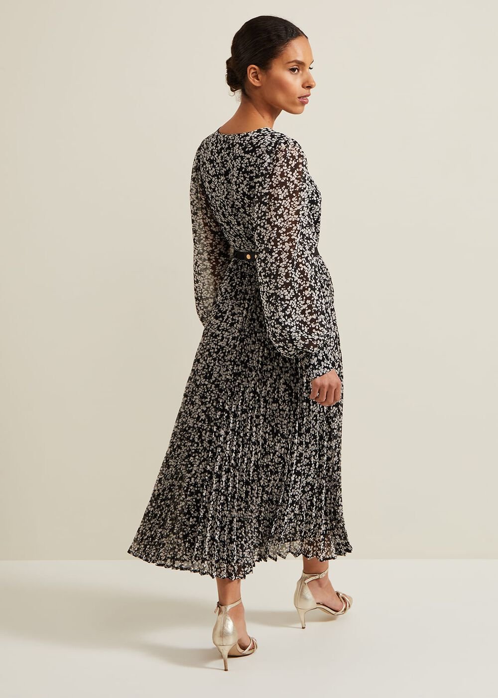 Petite Ayana Spot Pleat Midaxi Dress - Multi-Coloured