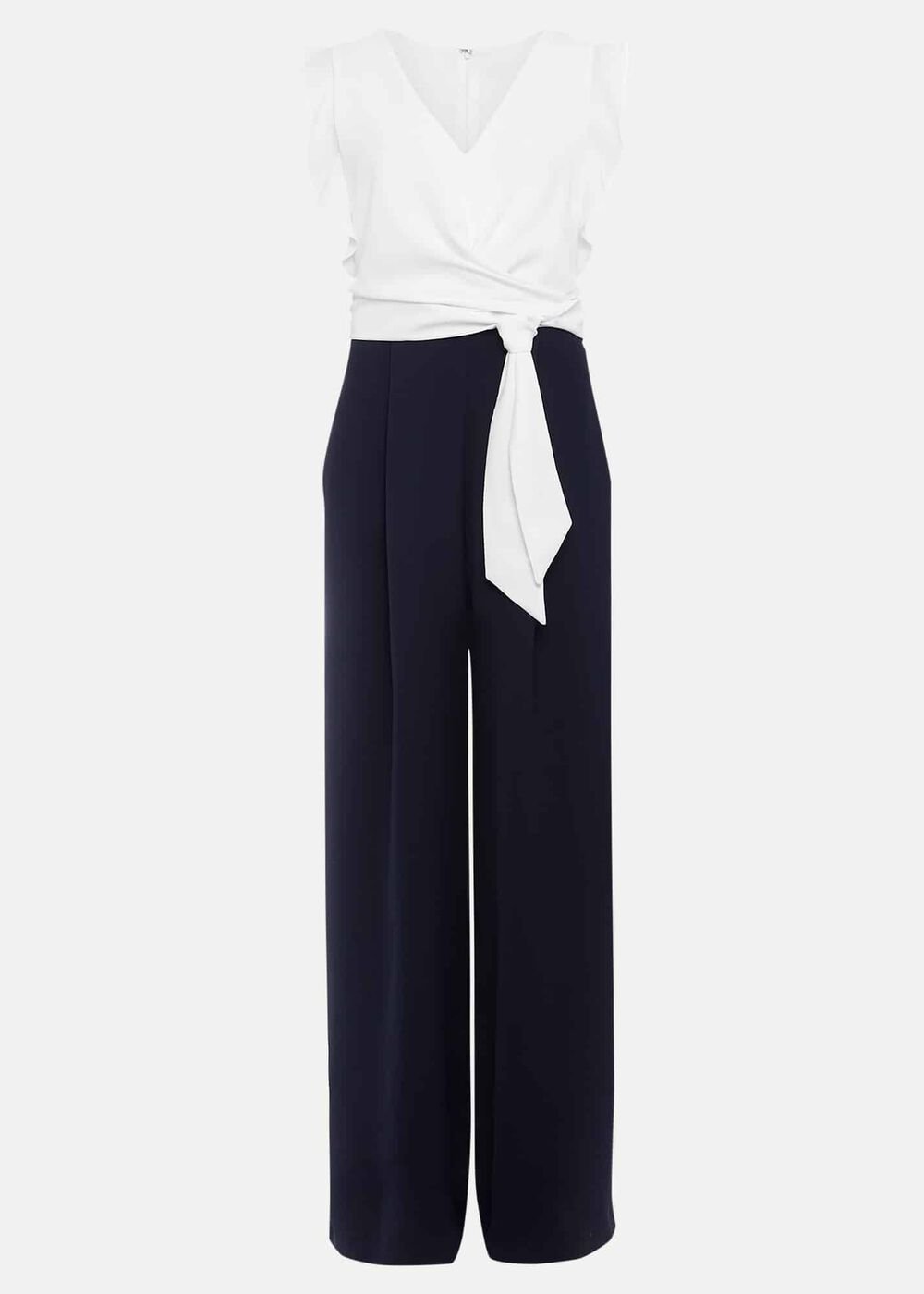 Ayla Ruffle Wrap Jumpsuit - Navy/Ivory