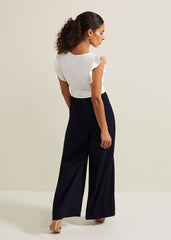 Petite Ayla Ruffle Colourblock Jumpsuit - Navy/Ivory