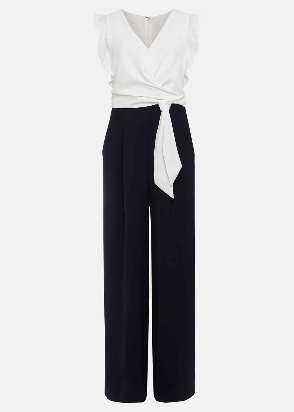 Petite Ayla Ruffle Colourblock Jumpsuit - Navy/Ivory