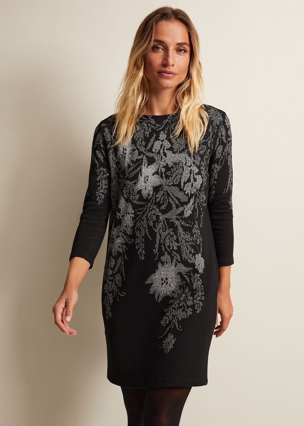 Loreina Floral Tunic Dress - Black