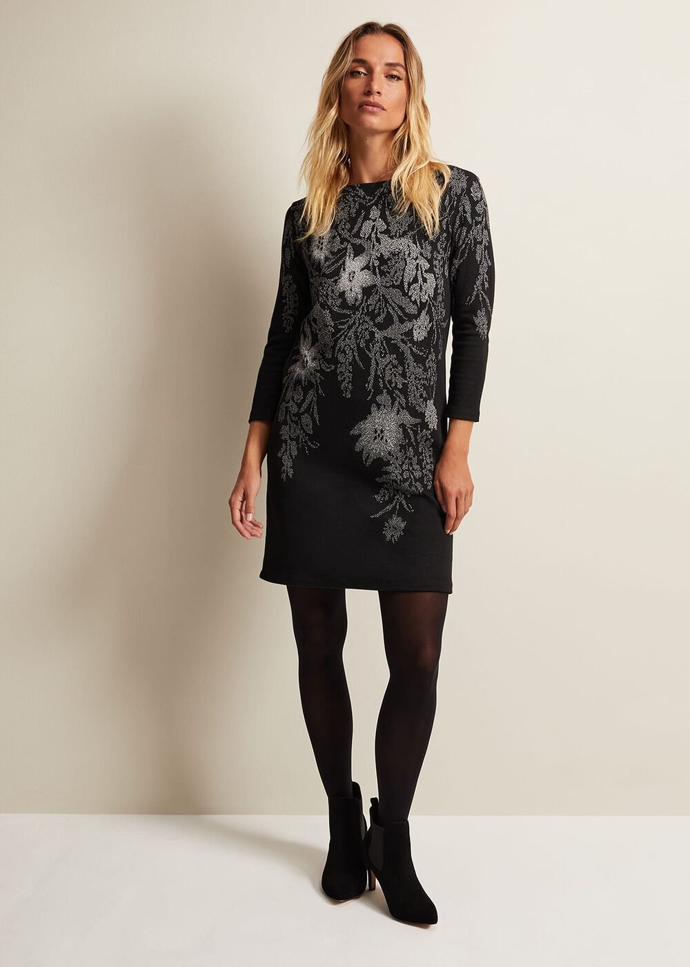Loreina Floral Tunic Dress - Black