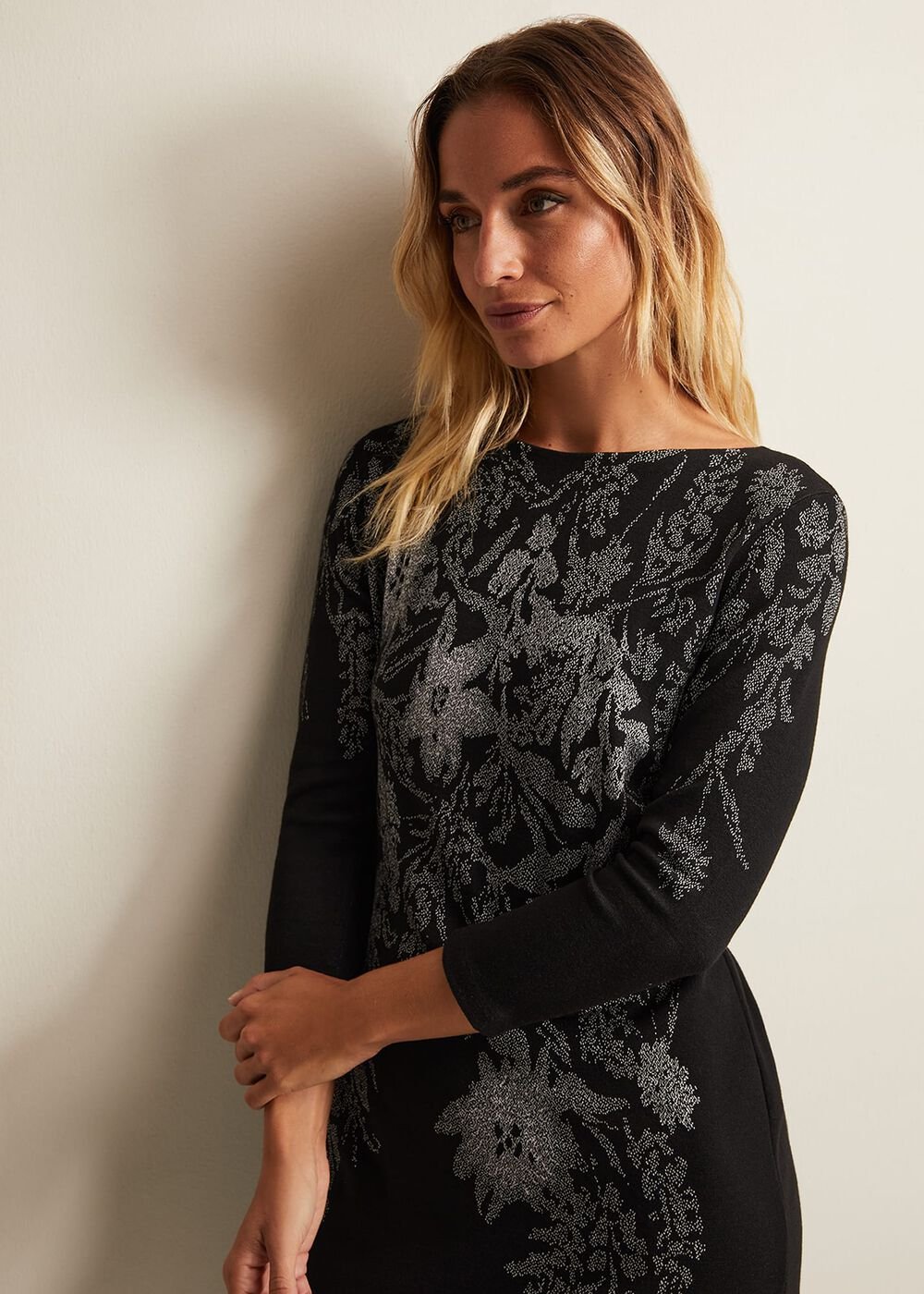 Loreina Floral Tunic Dress - Black