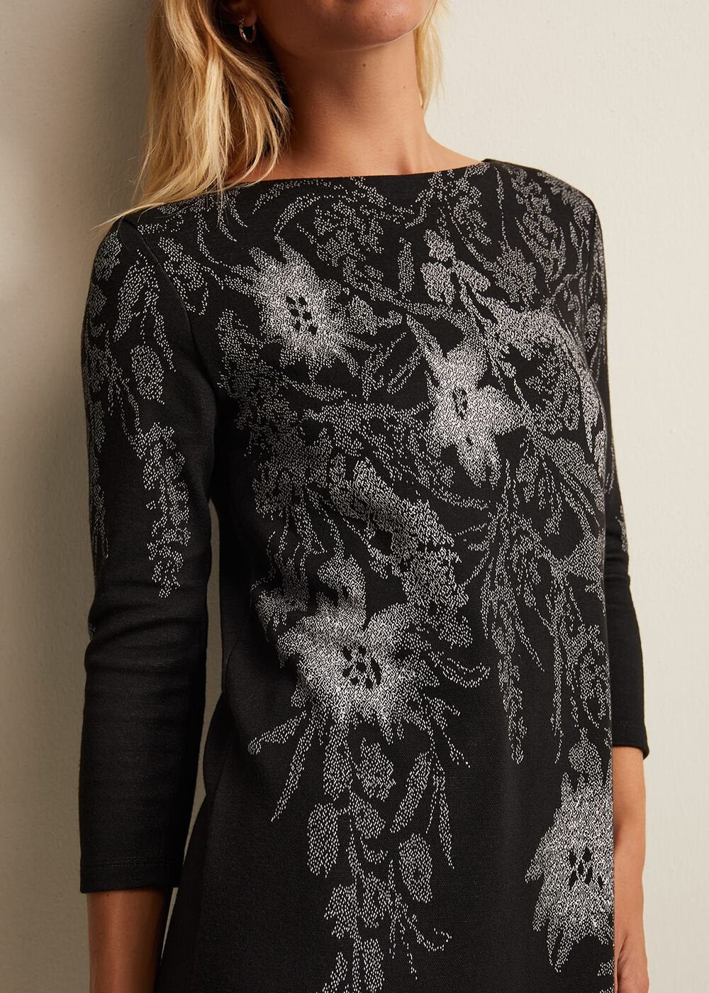 Loreina Floral Tunic Dress - Black