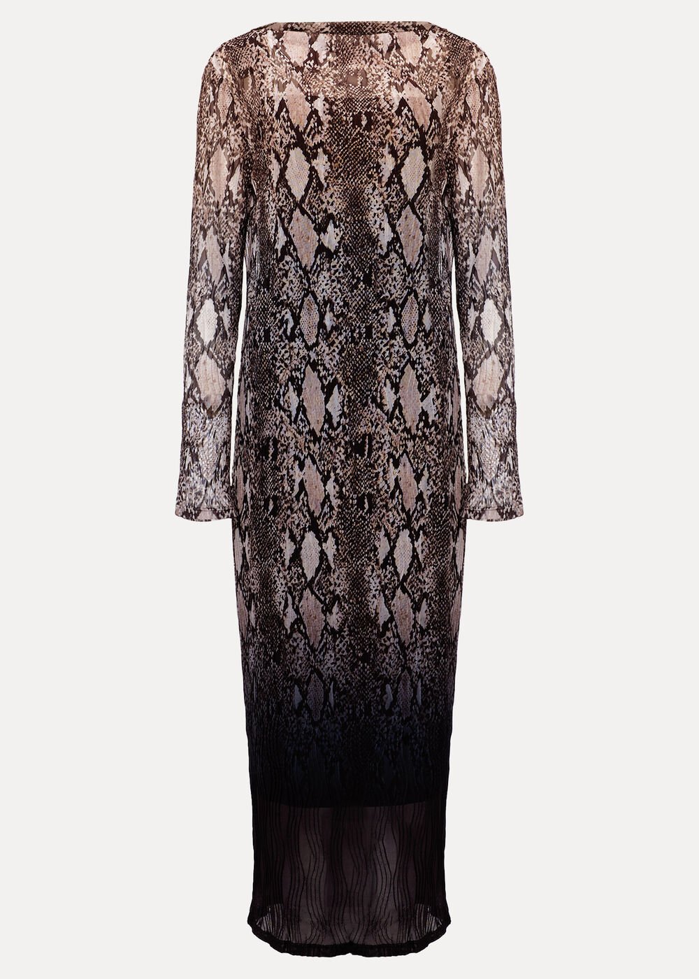 Alix Ombre Snake Midi Mesh Dress - Brown