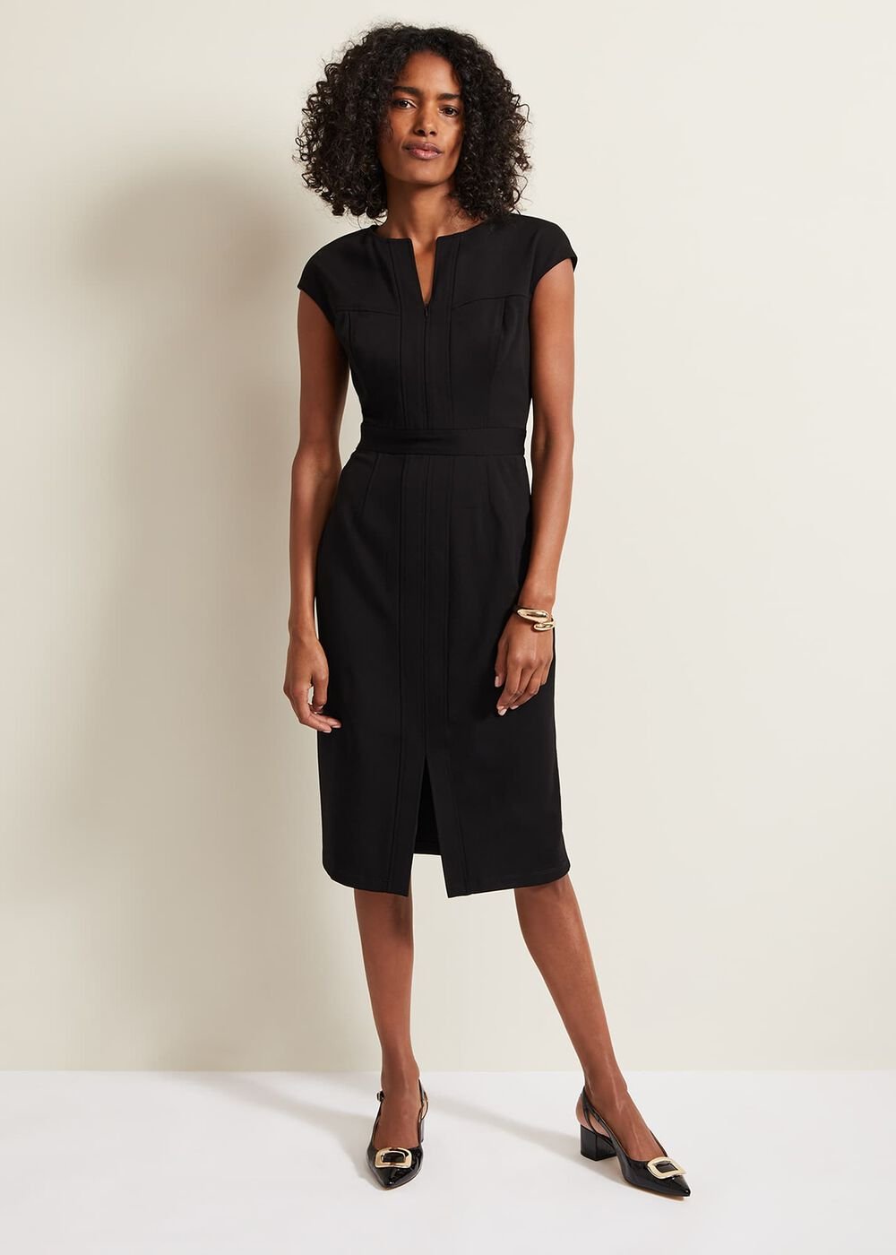 Karmie Black Ponte Bodycon Midi Dress - Black
