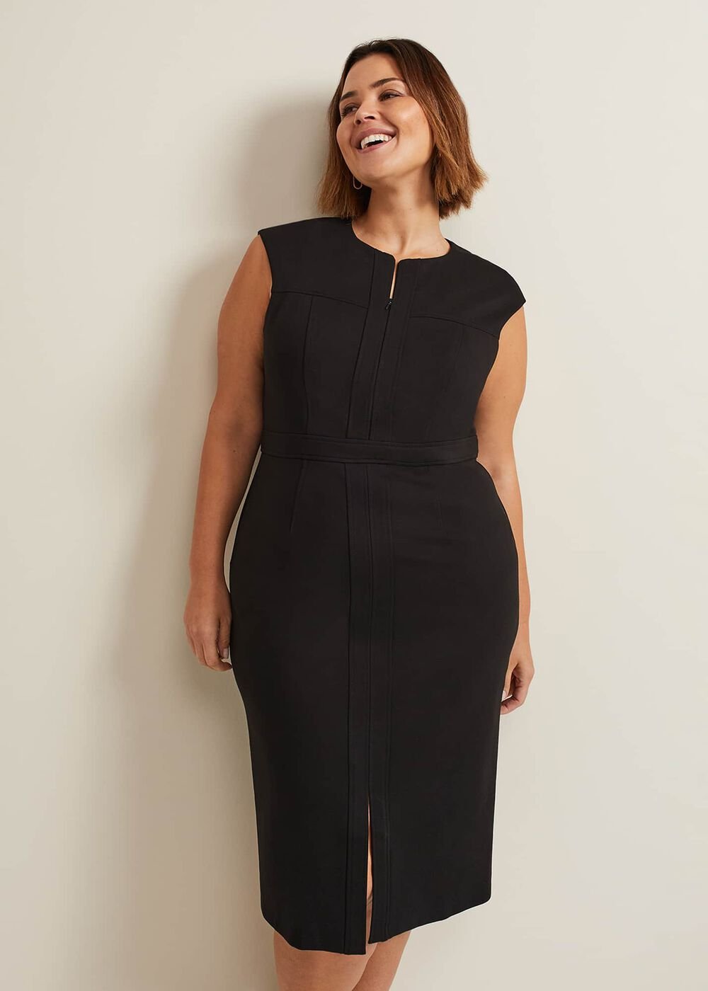 Karmie Black Ponte Bodycon Midi Dress - Black