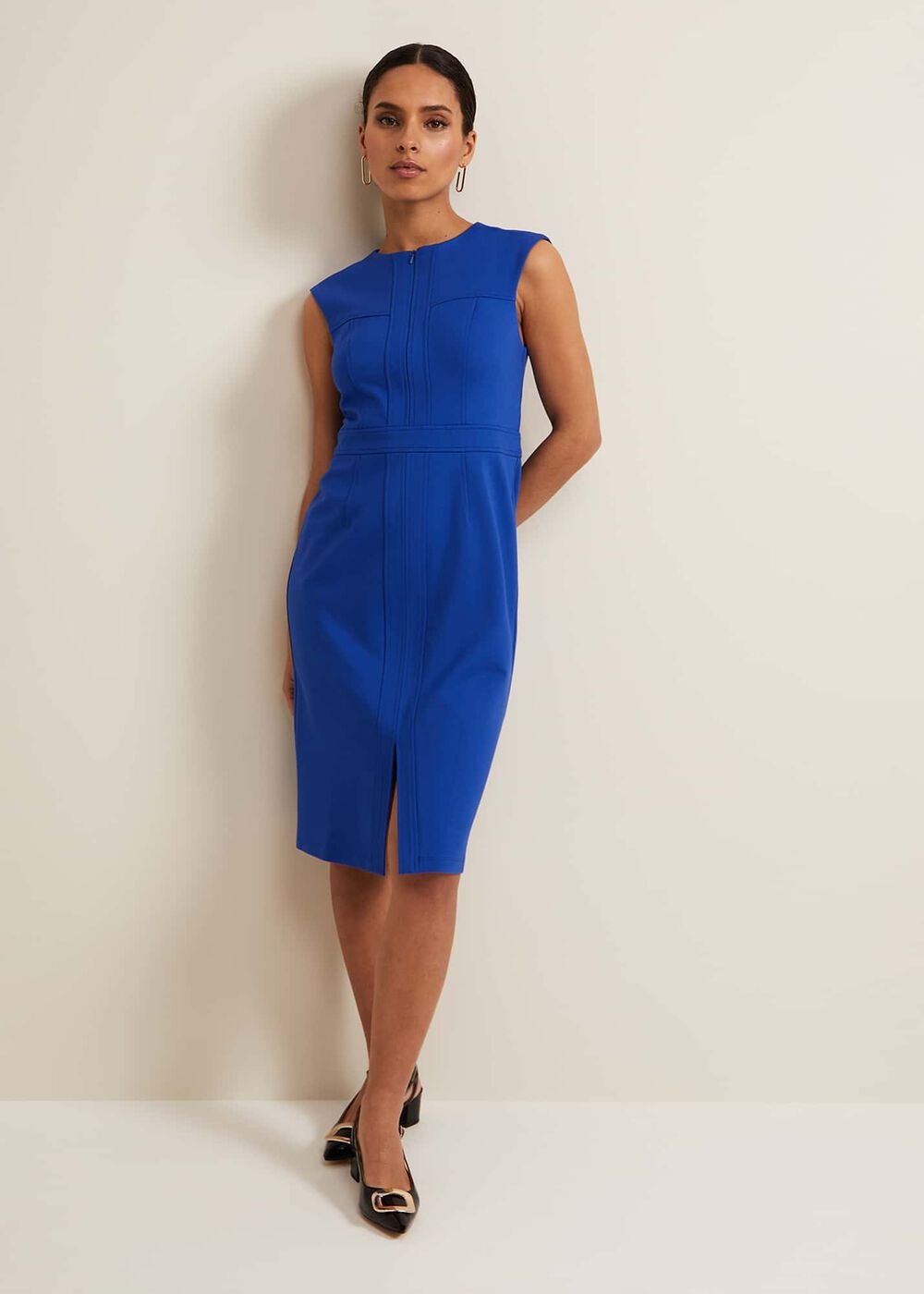 Karmie Ponte Fitted Pencil Dress Petite - Blue