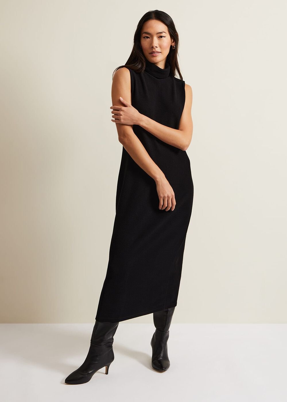 Jessica Black Jersey Bodycon Midi Dress - Black