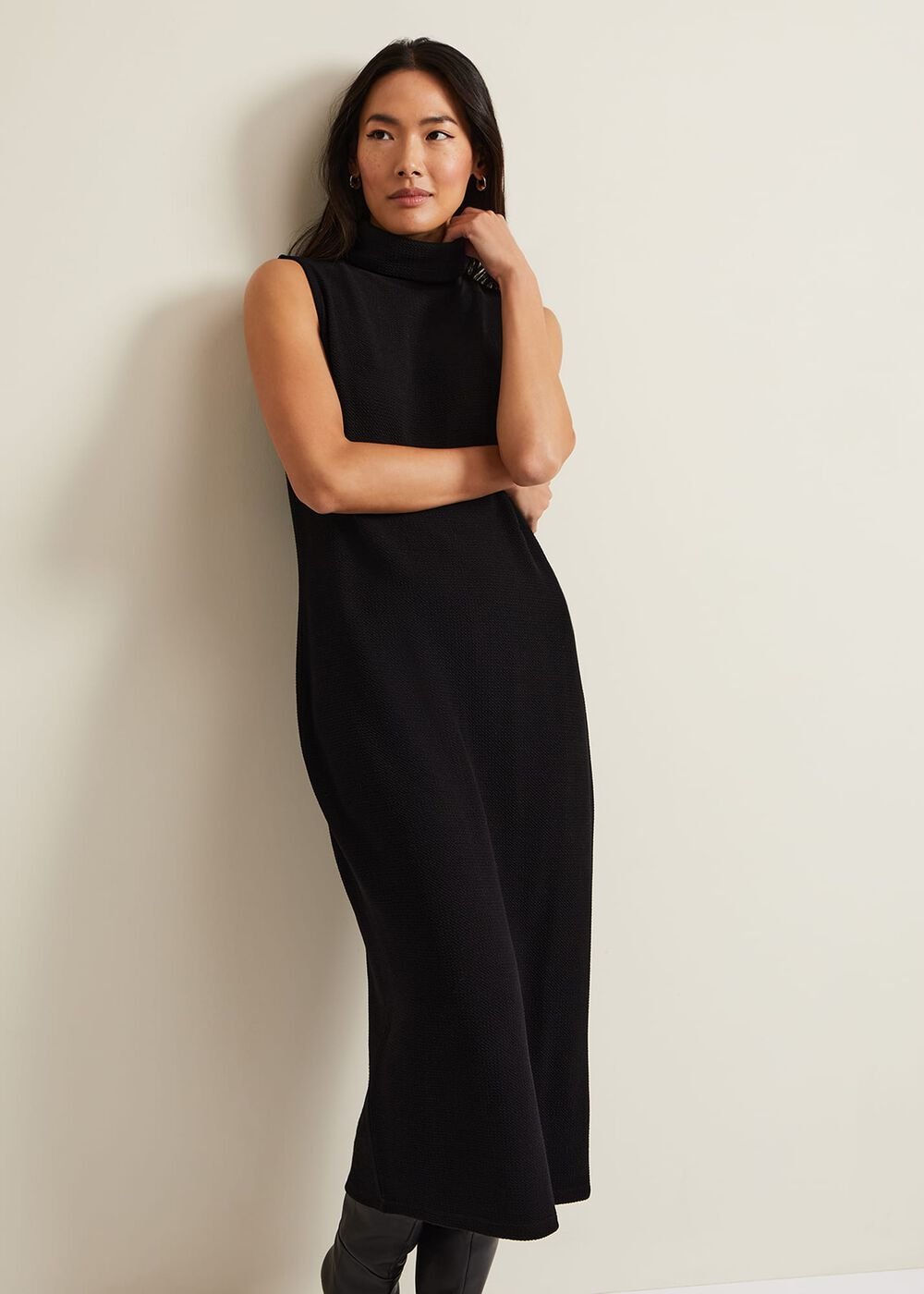Jessica Black Jersey Bodycon Midi Dress - Black