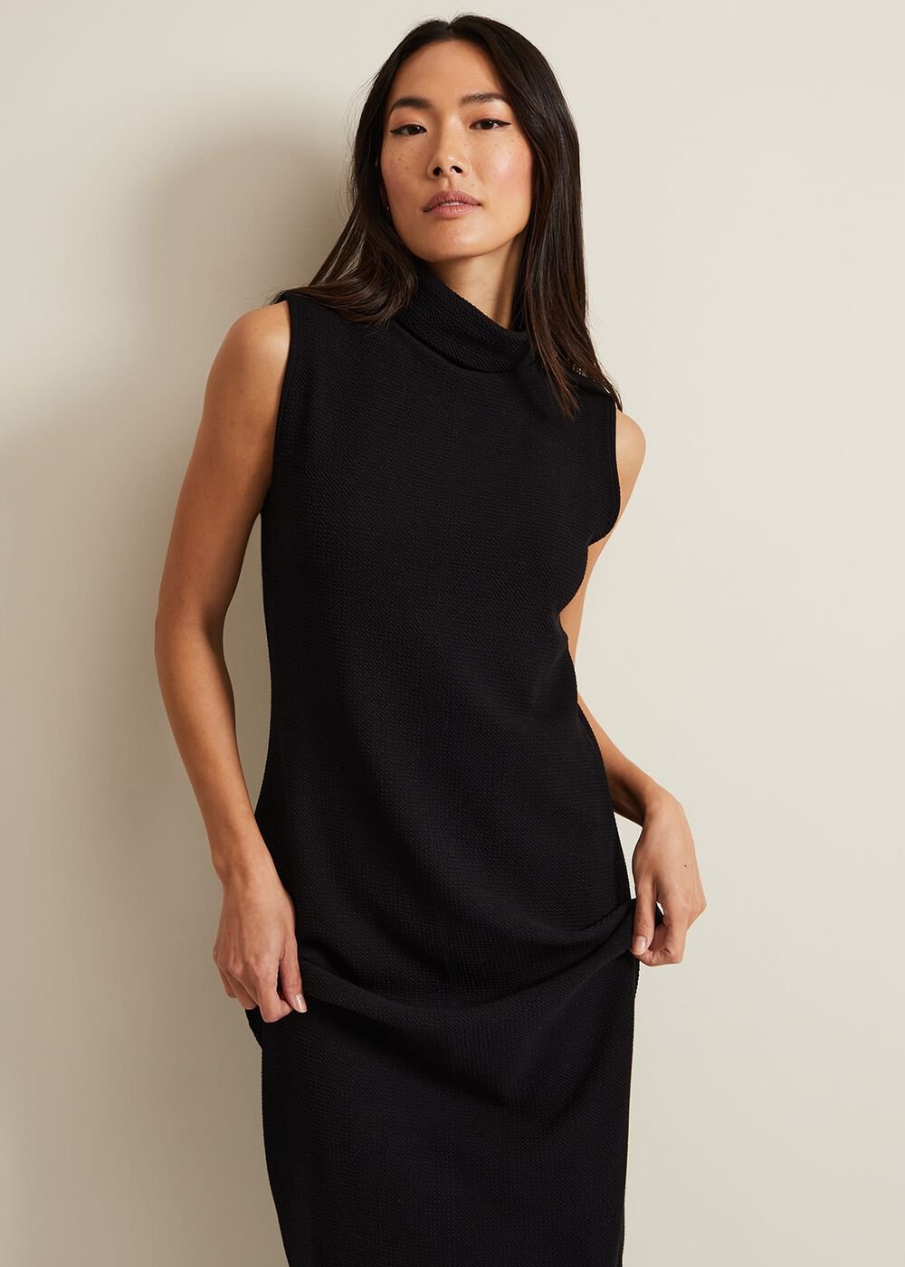Jessica Black Jersey Bodycon Midi Dress - Black