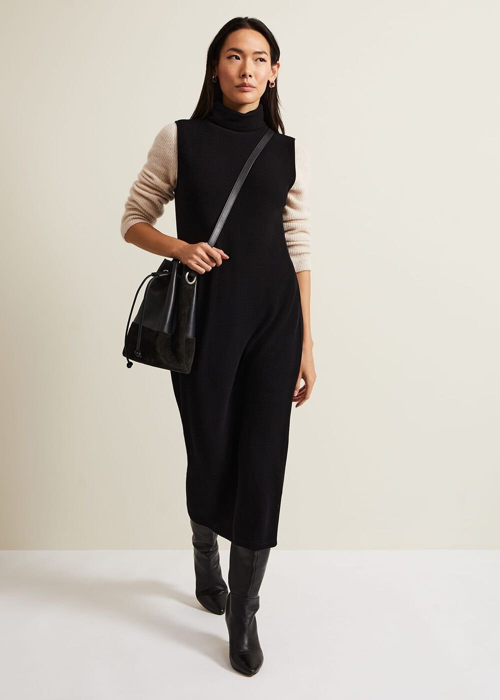 Jessica Black Jersey Bodycon Midi Dress - Black