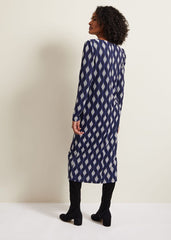 Kelly Geo Midi Shift Dress - Blue