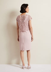 Daisy Lace Midi Dress - Pale Pink