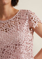Daisy Lace Midi Dress - Pale Pink