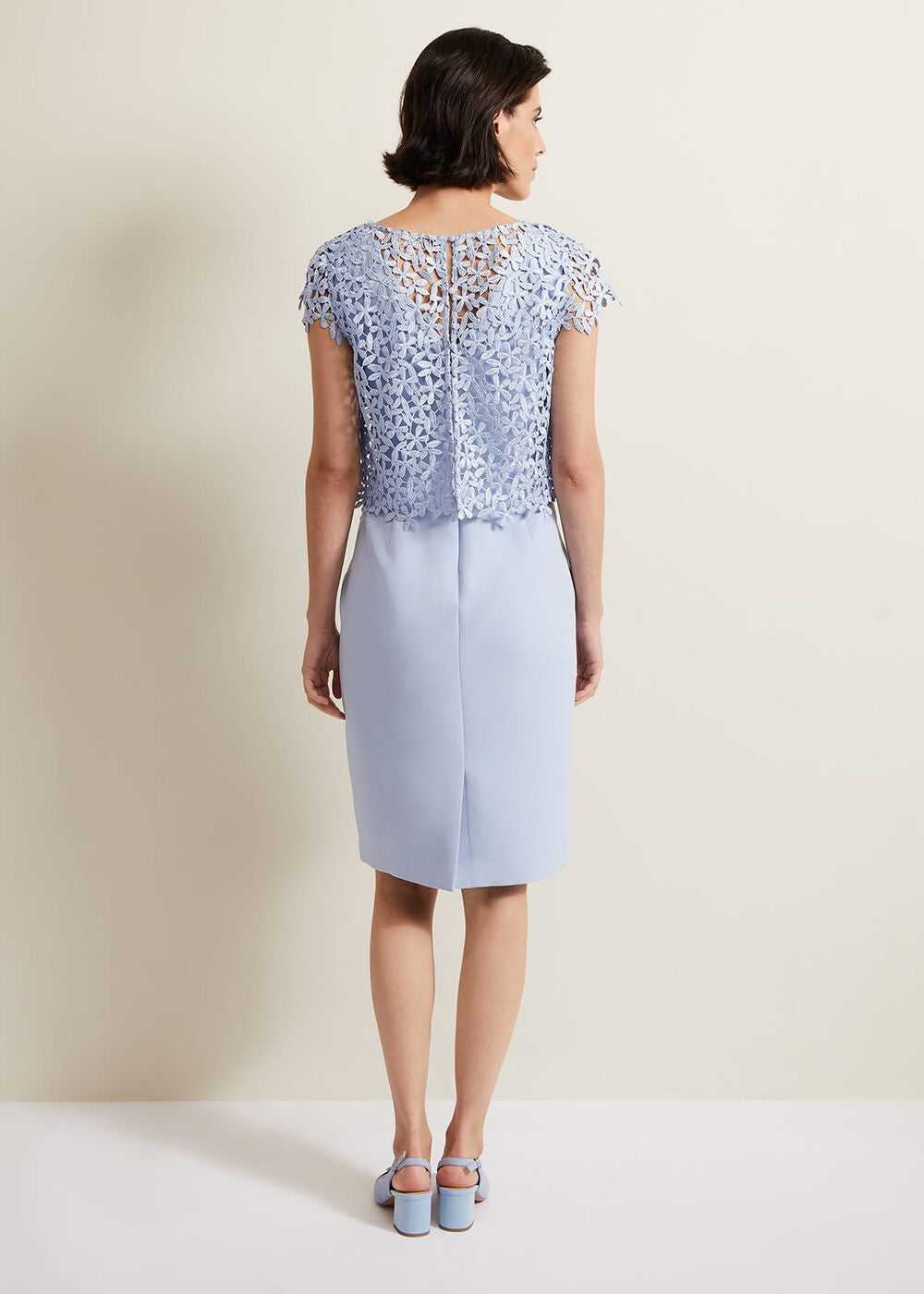 Daisy Lace Double Layer Dress - Pale Blue