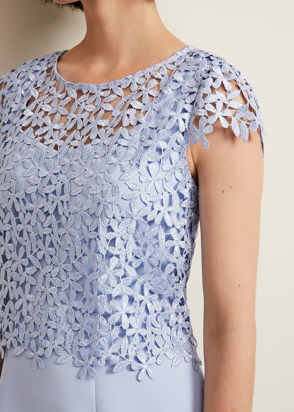 Daisy Lace Double Layer Dress - Pale Blue