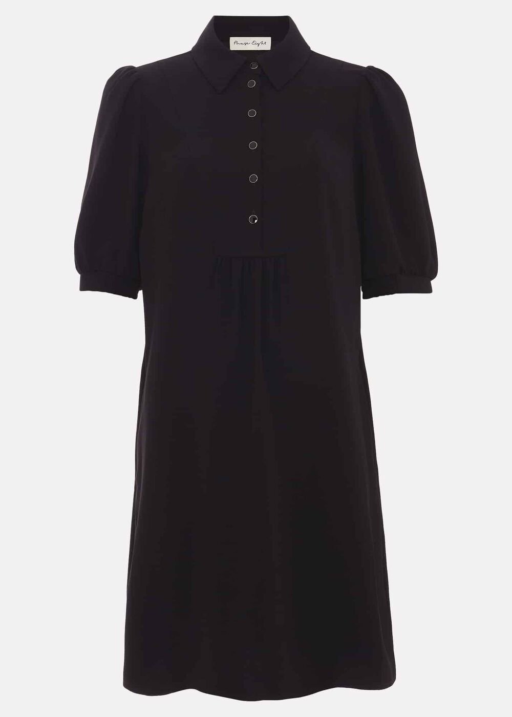 Claudia Button Swing Mini Dress - Black